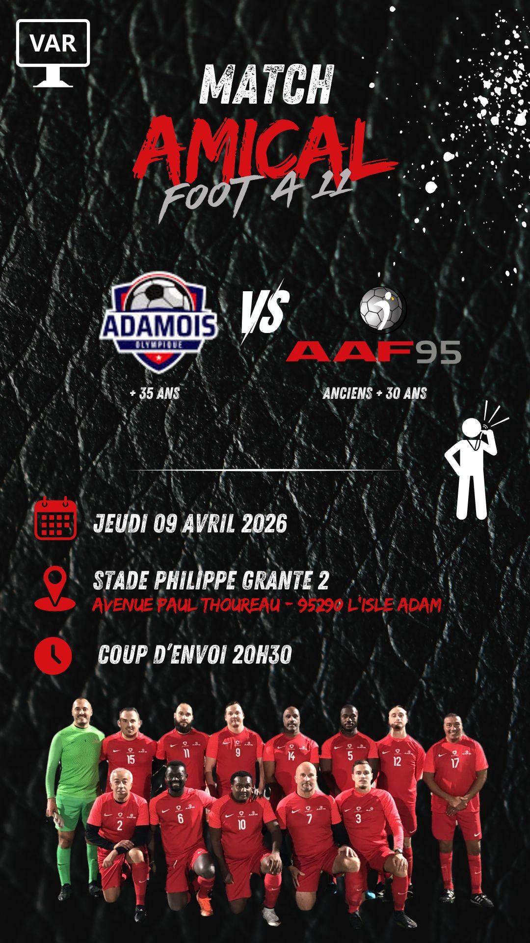 Affiche — Foot à 11 contre les +35 ans du Club d'Adamois