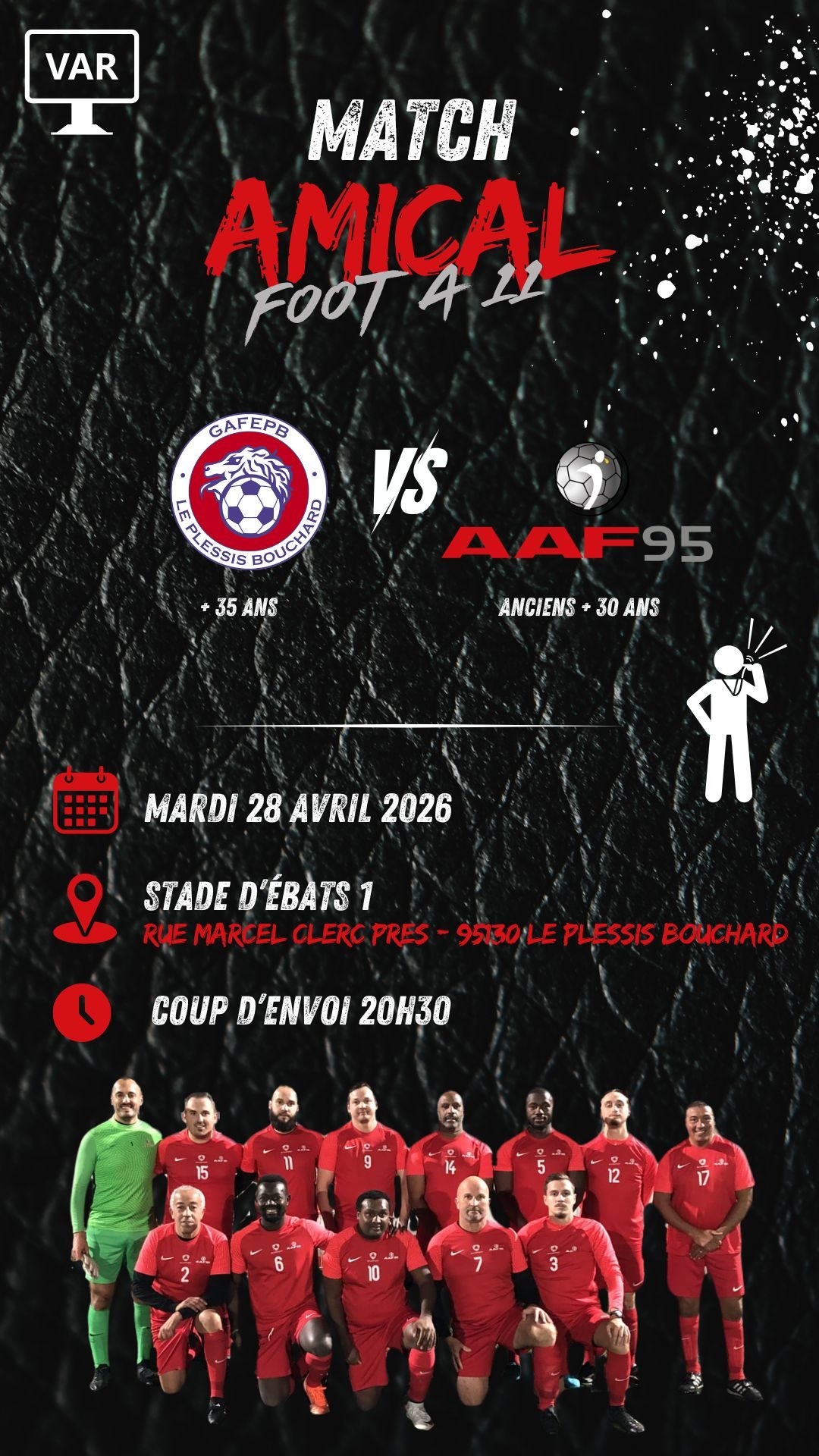 Affiche — Foot à 11 contre les +35 ans du Club d'Adamois